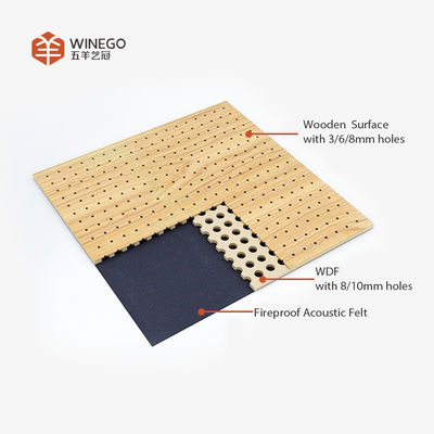 Perforated Wood Acoustic Wall Panels , Decorative Sound Proof Wood Panels CE FSC