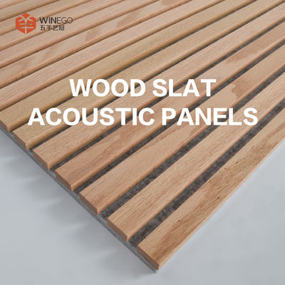 Veneer Finish Wood Slat Acoustic Wall Panels , Wood Acoustic Ceiling Tiles 600x2400mm