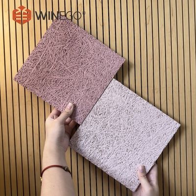 Colorful Painting Wood Wool Acoustic Panels Customized Shapes Decoration
