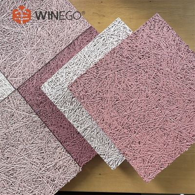 Colorful Painting Wood Wool Acoustic Panels Customized Shapes Decoration